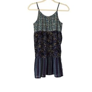 Mo:Vint New York navy floral‎ paisley ruffle tiered sundress. Size M